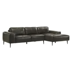 Genuine Leather Sectional with Right-Side Chaise Brown Best