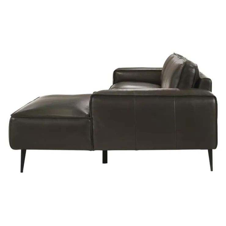 Genuine Leather Sectional with Right-Side Chaise Brown Best
