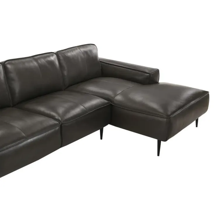 Genuine Leather Sectional with Right-Side Chaise Brown Best