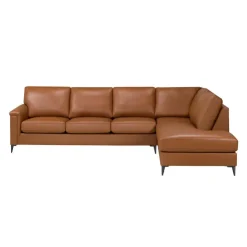 Sofa By Fancy Genuine Leather Sectional with Right-Side Chaise - Cognac Tan Discount