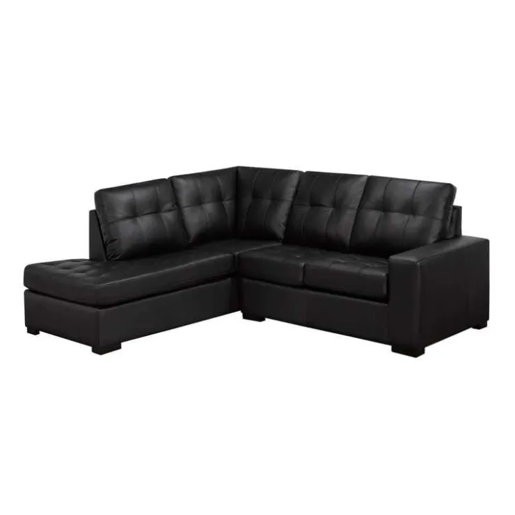 Sofa By Fancy Genuine Leather Sectional - Left-Side Chaise Black