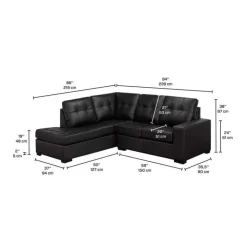 Sofa By Fancy Genuine Leather Sectional - Left-Side Chaise Black