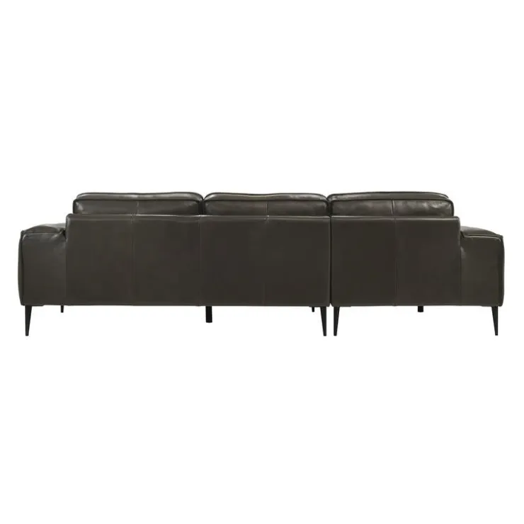 Genuine Leather Sectional with Left-Side Chaise Brown New