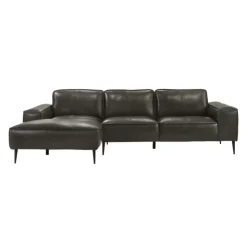 Genuine Leather Sectional with Left-Side Chaise Brown New