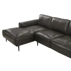 Genuine Leather Sectional with Left-Side Chaise Brown New