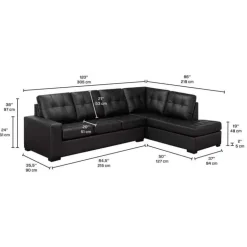 Sofa By Fancy Genuine Leather Sectional - Right-Side Chaise Black Hot
