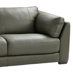 HTL Genuine Leather Sectional with Left-Side Extra Seat and Matching Ottoman Vert Khaki New