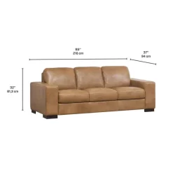 Genuine Leather Sleeper Sofa Caramel Brown New