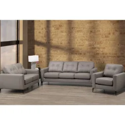 Sofa By Fancy Genuine Leather Sofa Greige New