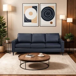 Sofa By Fancy Genuine Leather Sofa - BLUE New
