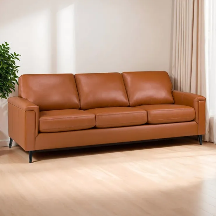 Sofa By Fancy Genuine Leather Sofa - Cognac TAN Online