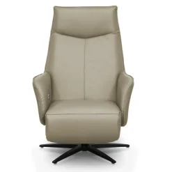 Genuine Leather Swivel Power Recliner - Taupe Clearance