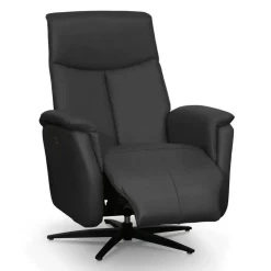 Genuine Leather Swivel Power Recliner - Dark Grey New