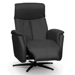 Genuine Leather Swivel Power Recliner - Dark Grey New