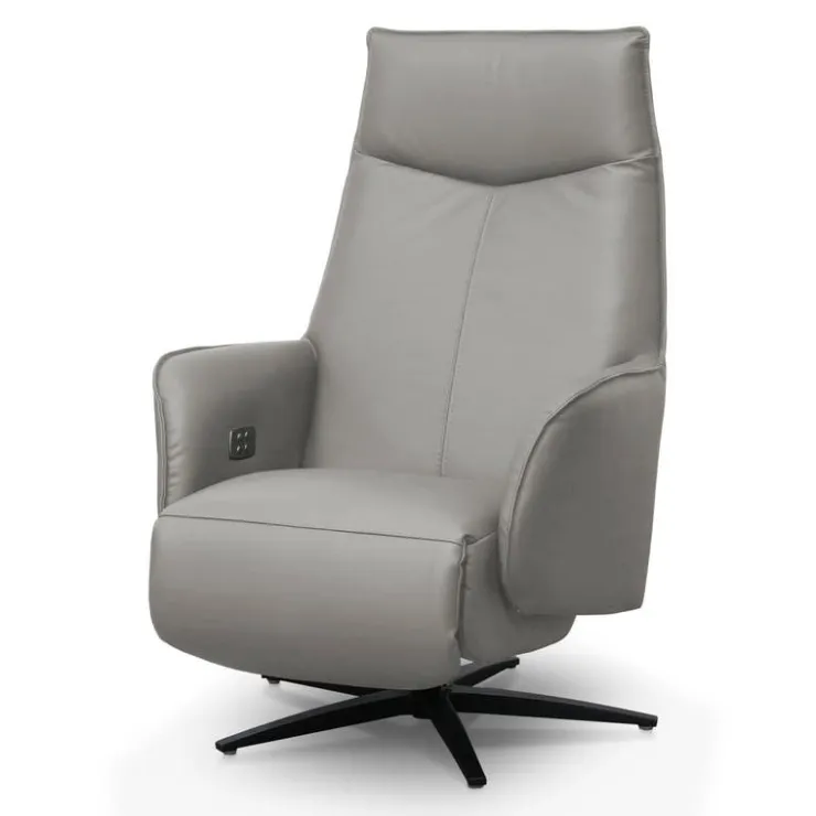Genuine Leather Swivel Power Recliner - Sand New