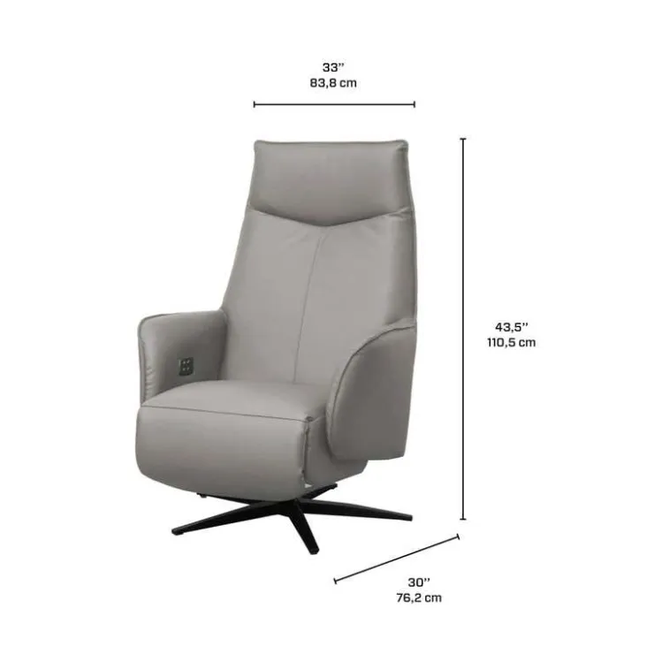 Genuine Leather Swivel Power Recliner - Sand New