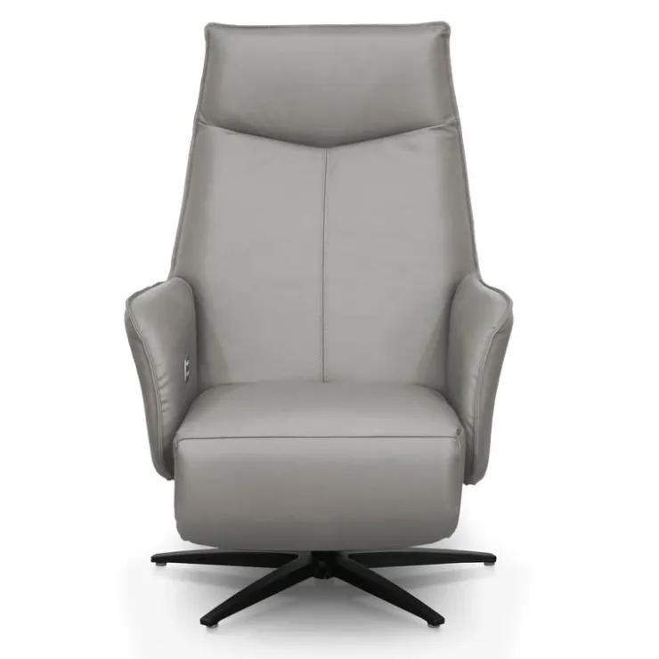 Genuine Leather Swivel Power Recliner - Sand New