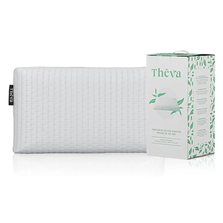 Green Tea-Infused Memory Foam Pillow White/Green Discount