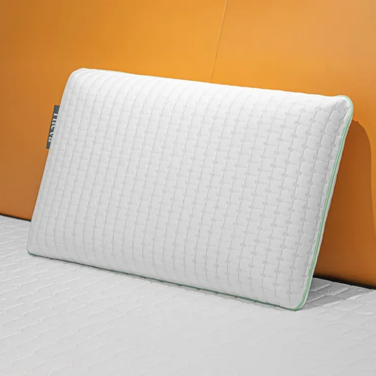 Green Tea-Infused Memory Foam Pillow White/Green Discount