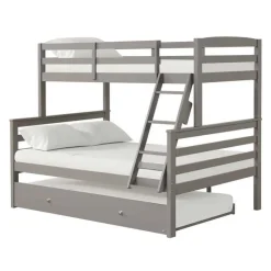 Bunk Bed with Trundle Bed - 39"/54" Grey