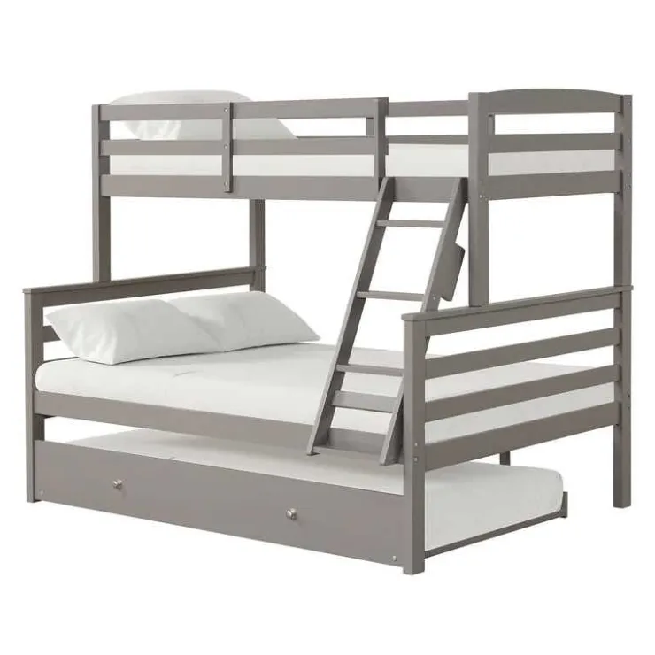 Bunk Bed with Trundle Bed - 39"/54" Grey