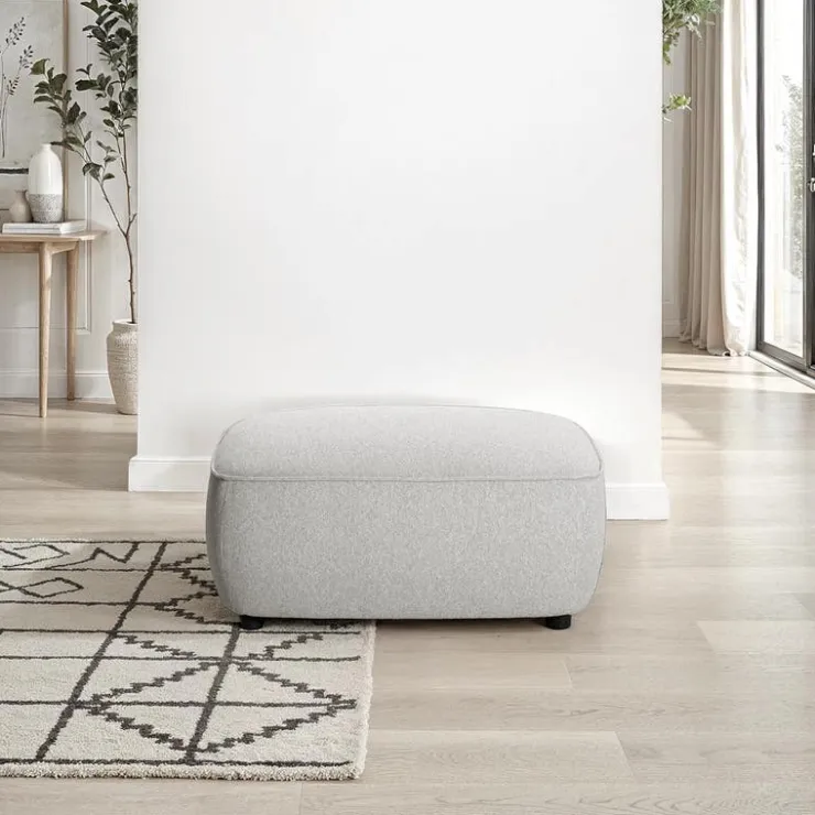 Grey Fabric Ottoman Light Grey Online