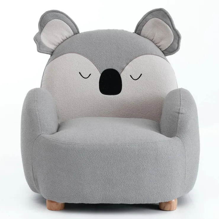 Koala-Shaped Kids Armchair – 22.8" x 21.7" x 24.2" Grey Clearance
