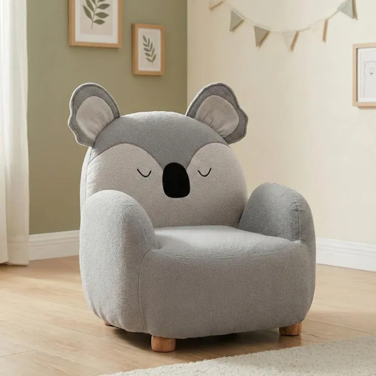Koala-Shaped Kids Armchair – 22.8" x 21.7" x 24.2" Grey Clearance