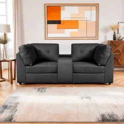 Modular Loveseat with Console - 3 pcs Grey Clearance