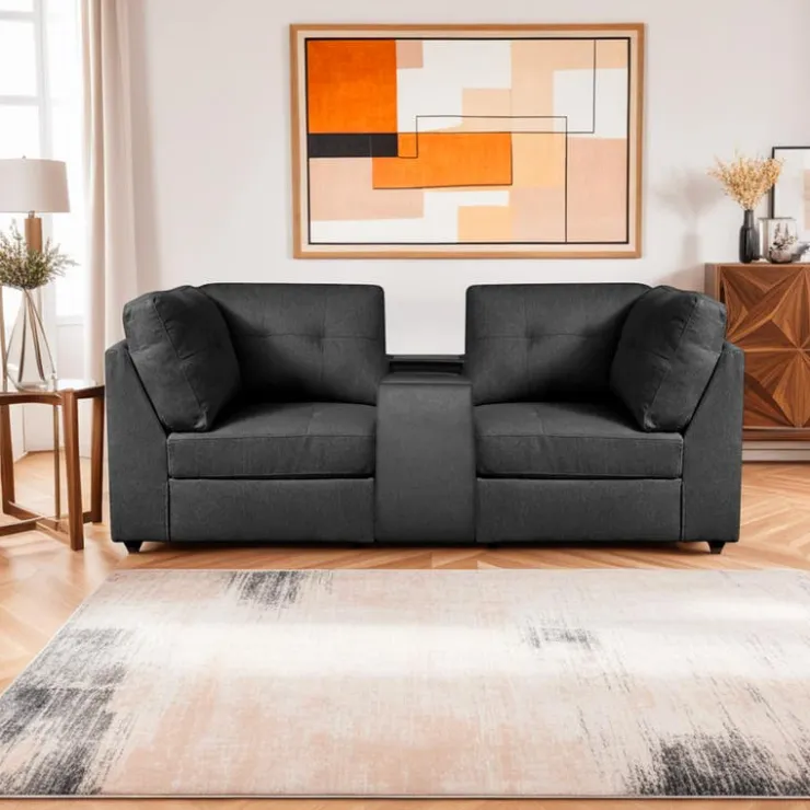 Modular Loveseat with Console - 3 pcs Grey Clearance