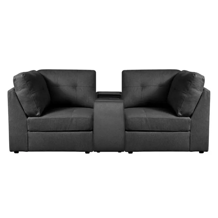 Modular Loveseat with Console - 3 pcs Grey Clearance