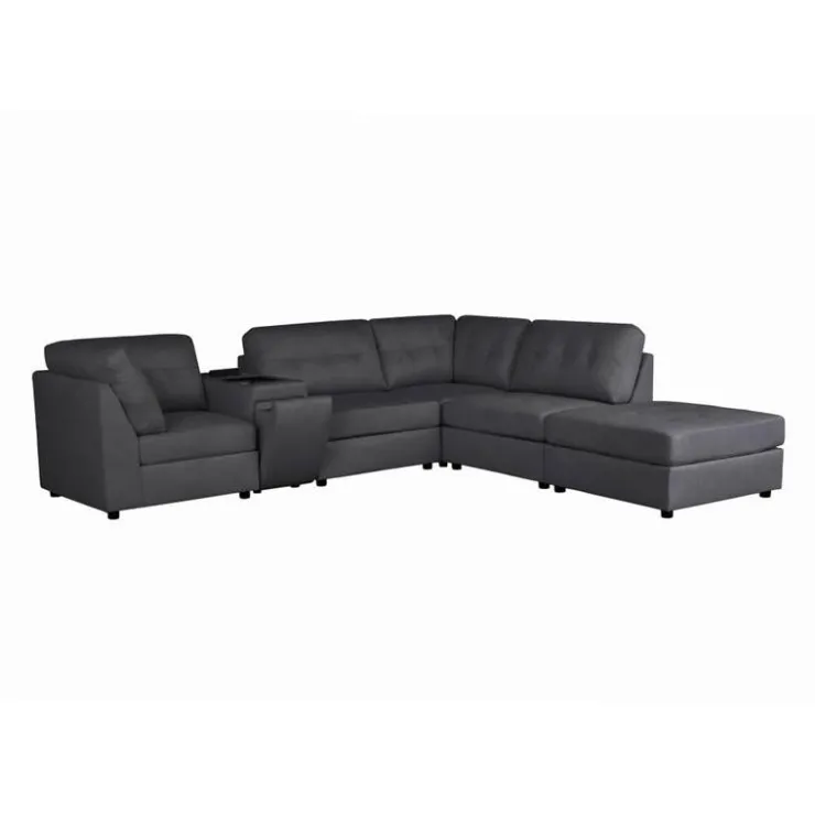 Modular Sectional with Console and Ottoman - 6 pcs Grey Outlet