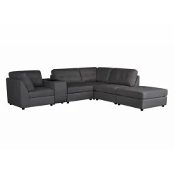 Modular Sectional with Console and Ottoman - 6 pcs Grey Outlet