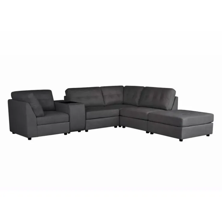 Modular Sectional with Console and Ottoman - 6 pcs Grey Outlet