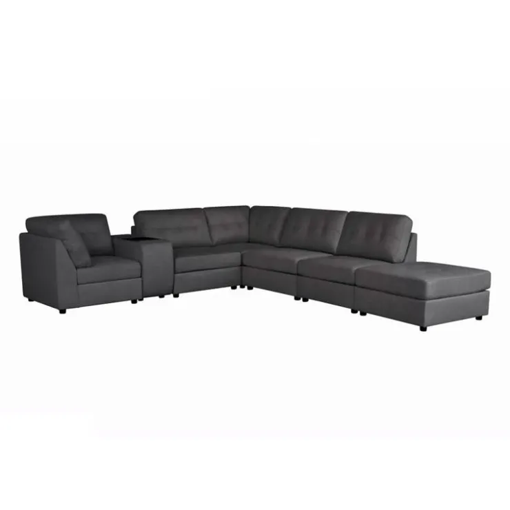Modular Sectional with Console and Ottoman - 7 pcs Grey Sale