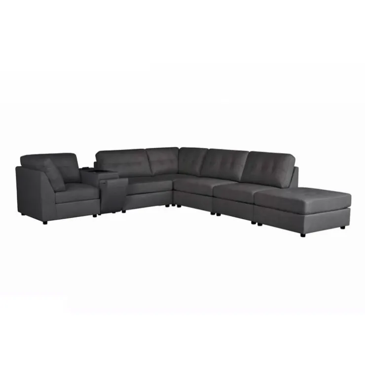 Modular Sectional with Console and Ottoman - 7 pcs Grey Sale