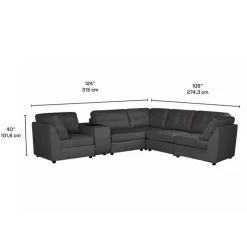 Modular Sectional with Console - 6 pcs Grey Discount