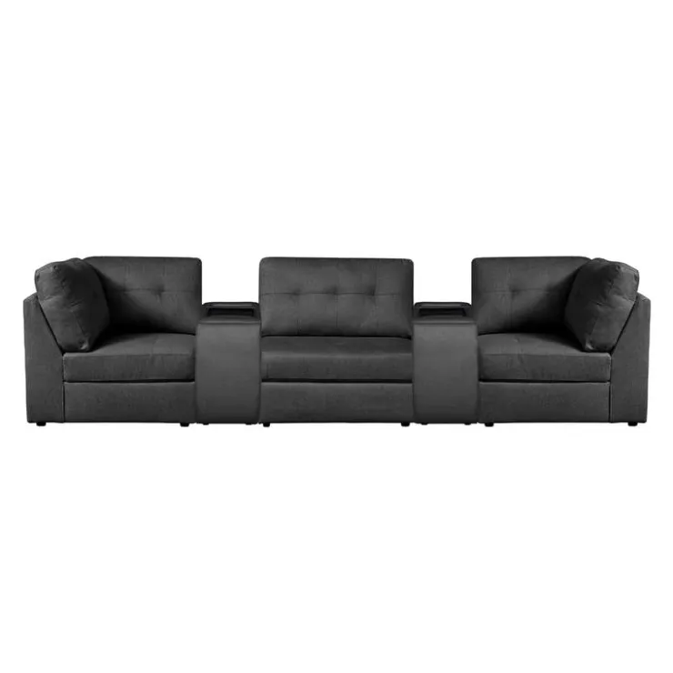 Modular Sofa with 2 Consoles - 5 pcs Grey Discount
