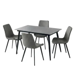 Sintered Stone Dining Set with 4 Chairs - 48