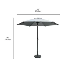 Grey Tilting Patio Umbrella with Base - 9 ft Black / Grey New
