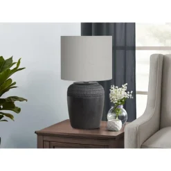 Monarch 17"H Ceramic Table Lamp Black Hot