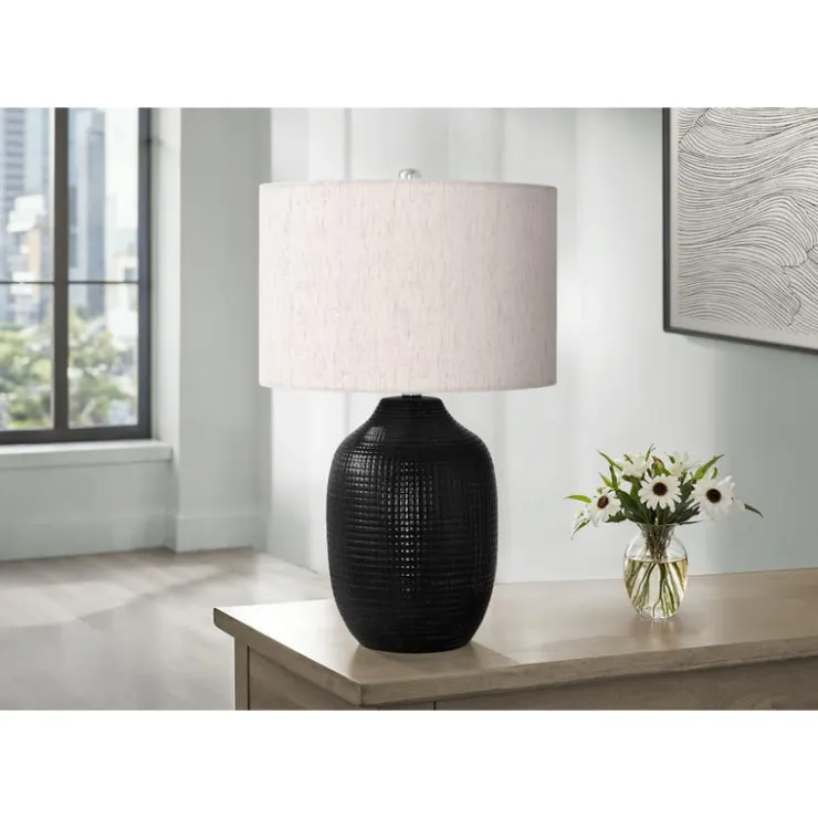 Monarch 26"H Ceramic Table Lamp Black Hot
