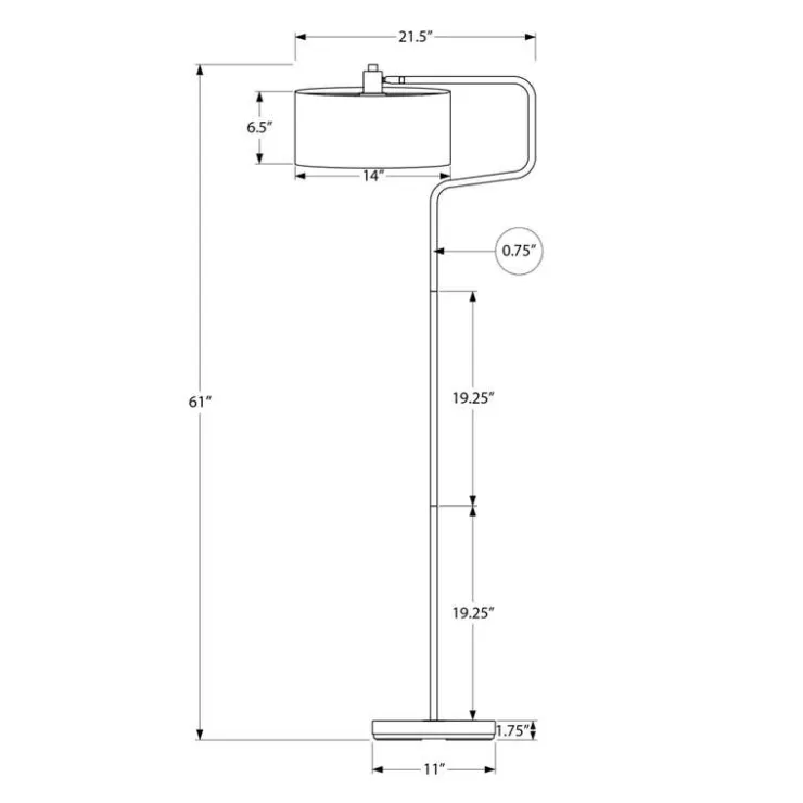 Monarch 61"H Metal Floor Lamp Black Outlet