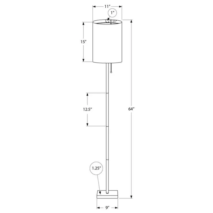 Monarch 64"H Metal Floor Lamp Black Outlet