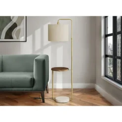 Monarch 67"H Metal Floor Lamp with USB Ports Gold Clearance