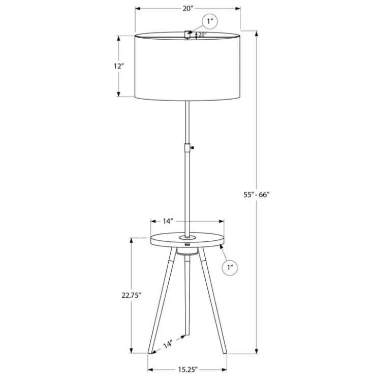 Monarch 63"H Metal Floor Lamp with USB Ports Gold Discount