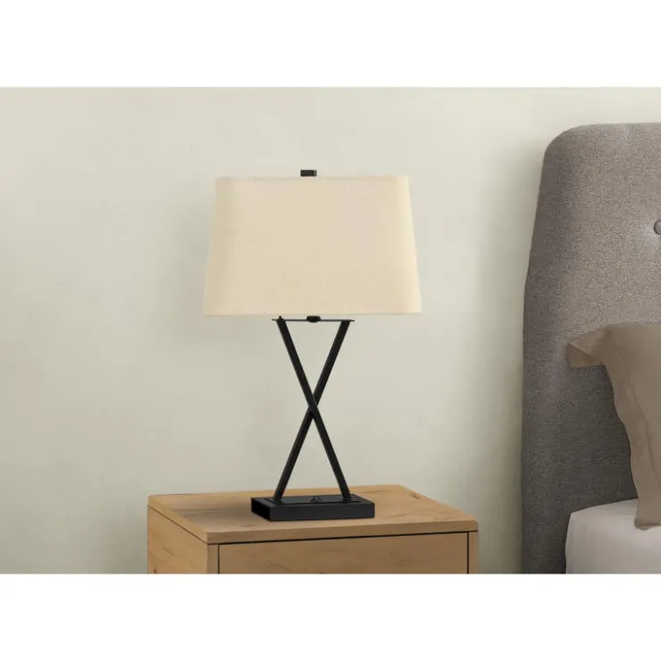 Monarch 25"H Metal Table Lamp with USB Ports Black Best
