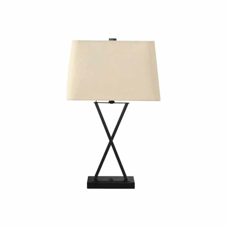 Monarch 25"H Metal Table Lamp with USB Ports Black Best