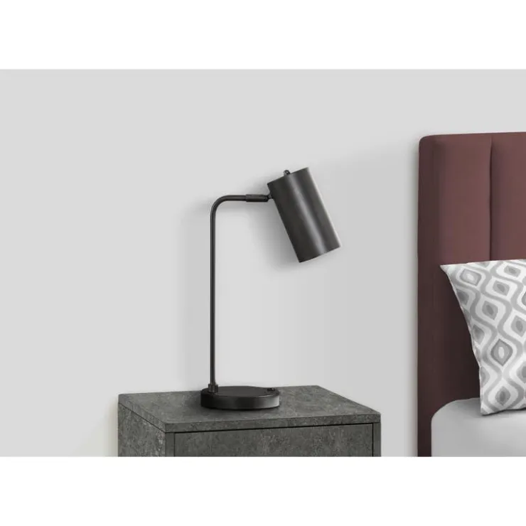 Monarch 18"H Metal Table Lamp with USB Ports Grey Discount
