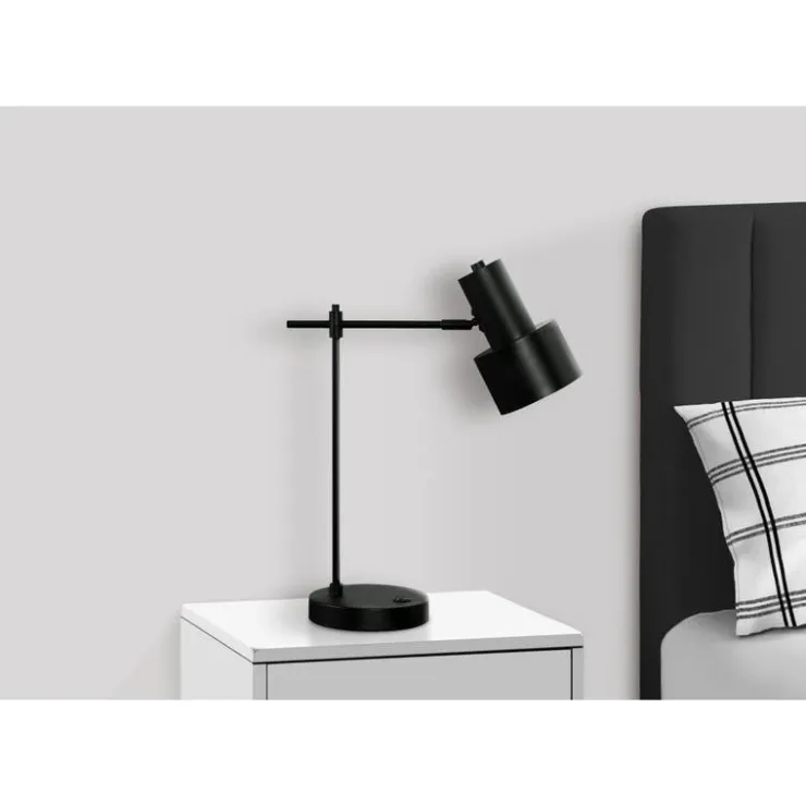 Monarch 21"H Metal Table Lamp with USB Ports Black Sale